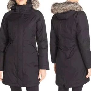 North Face Dryvent Arctic Parka Down Puffer Women XS Hood Faux Fur Trim Black